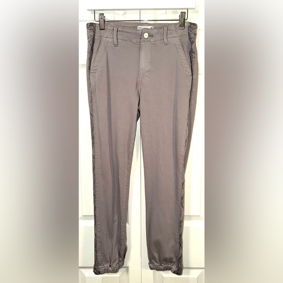 PAIGE Pants - Paige Women's Mayslie Jogger Light Gray Mid Rise Zip Hem Stretch Pants Size 27